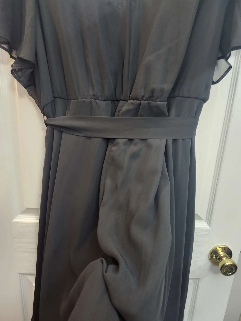 Torrid Black V-Neck Flutter-Sleeve Wrap Dress with Waist Tie, Torrid 3 = 3X,NWT